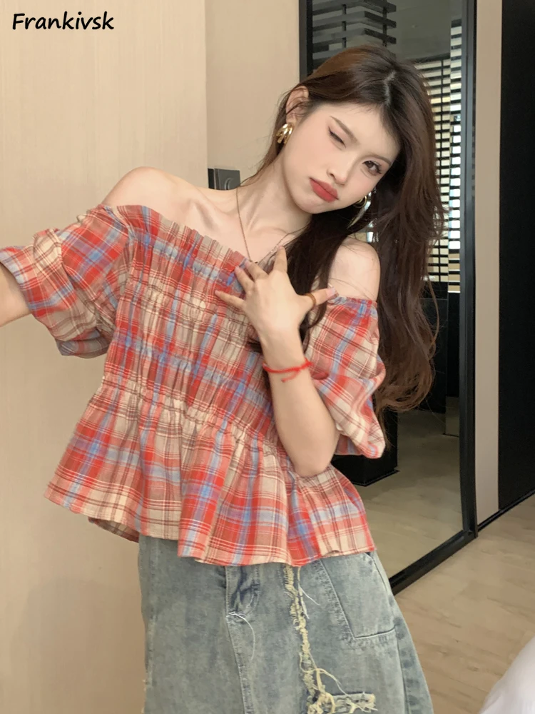 Plaid Blouses Women Summer Lace-up Design Hotsweet Y2k Fashion All-match Loose French Style Blusas Tops Vintage College Popular
Plaid Blouses Women Summer Lace-up Design Hotsweet Y2k Fashion All-match Loose French Style Blusas Tops Vintage College Popular