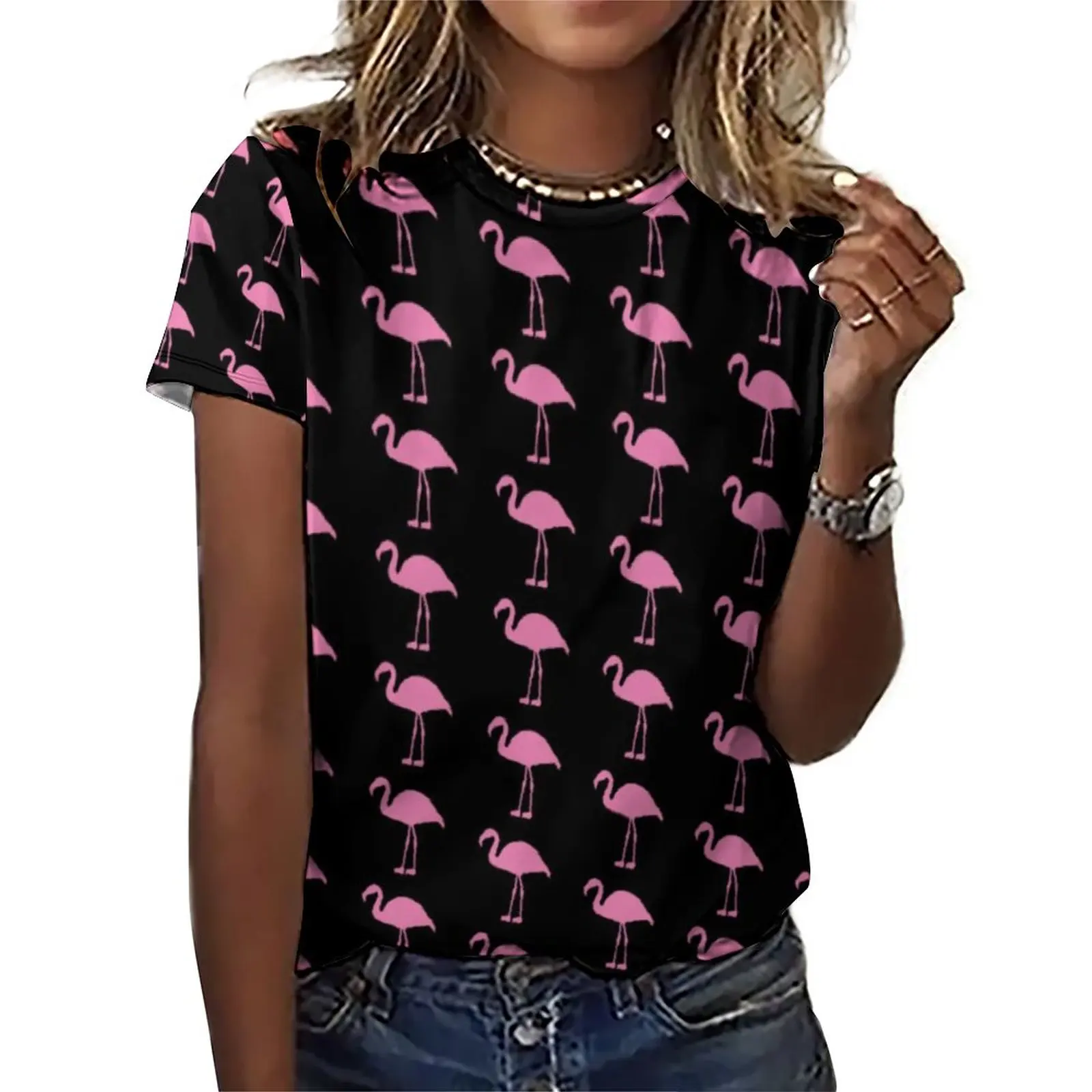 Cute Animal T-Shirt Pink Flamingos Cool T Shirts Short Sleeve Design Tops Female Casual Top Tees Big Size 4XL 5XL
Cute Animal T-Shirt Pink Flamingos Cool T Shirts Short Sleeve Design Tops Female Casual Top Tees Big Size 4XL 5XL