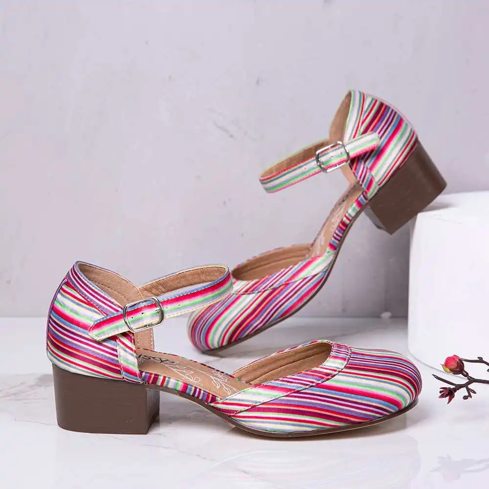2022 New Women Retro Elegant Stripe Buckle Strap Round Closed Toe Chunky Heels Pumps Female Color Block Straps Party Sandals
2022 New Women Retro Elegant Stripe Buckle Strap Round Closed Toe Chunky Heels Pumps Female Color Block Straps Party Sandals