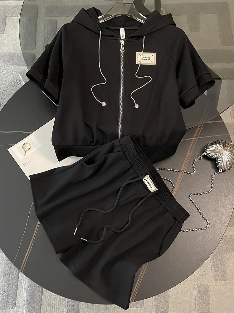 M GIRLS Casual Shorts Tracksuit Female Short Sleeved Two Piece Sets Women Summer 2023 New Hooded Zipper Top+Lace Up Wide Leg Sho
M GIRLS Casual Shorts Tracksuit Female Short Sleeved Two Piece Sets Women Summer 2023 New Hooded Zipper Top+Lace Up Wide Leg Sho