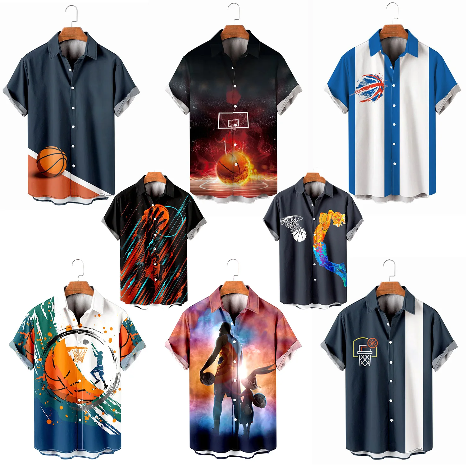 Plus Size New Summer Basketball Print Men's Hawaiian Shirt Lapel Button Casual Sports Wind Cardigan Short Sleeve Tops
Plus Size New Summer Basketball Print Men's Hawaiian Shirt Lapel Button Casual Sports Wind Cardigan Short Sleeve Tops