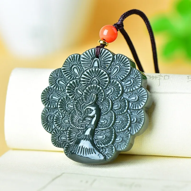 Natural Green Jade Peacock Pendant Necklace Men Women Lucky Amulet Real Chinese Hetian Jades Hand Carved Feng Shui Charms Gifts
Natural Green Jade Peacock Pendant Necklace Men Women Lucky Amulet Real Chinese Hetian Jades Hand Carved Feng Shui Charms Gifts