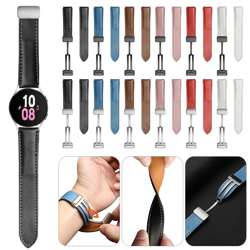 20mm Smart Watch Strap Magnetic Folding Buckle Watch Leather Wrist Strap Band for Samsung Galaxy Watch 5/5 Pro/4/4 Classic
20mm Smart Watch Strap Magnetic Folding Buckle Watch Leather Wrist Strap Band for Samsung Galaxy Watch 5/5 Pro/4/4 Classic