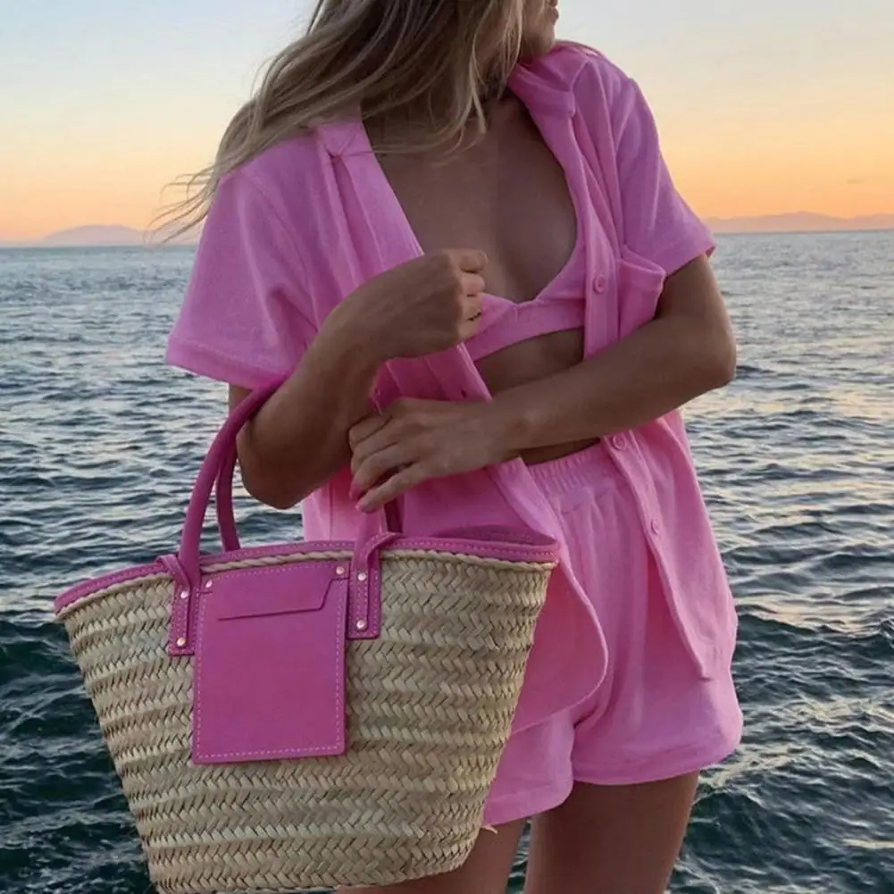 Women Outfit Short Sleeve Solid Color Single-breasted T-shirt Top Loose Shorts Two Pieces Set Homewear for Spring/Summer New
Women Outfit Short Sleeve Solid Color Single-breasted T-shirt Top Loose Shorts Two Pieces Set Homewear for Spring/Summer New