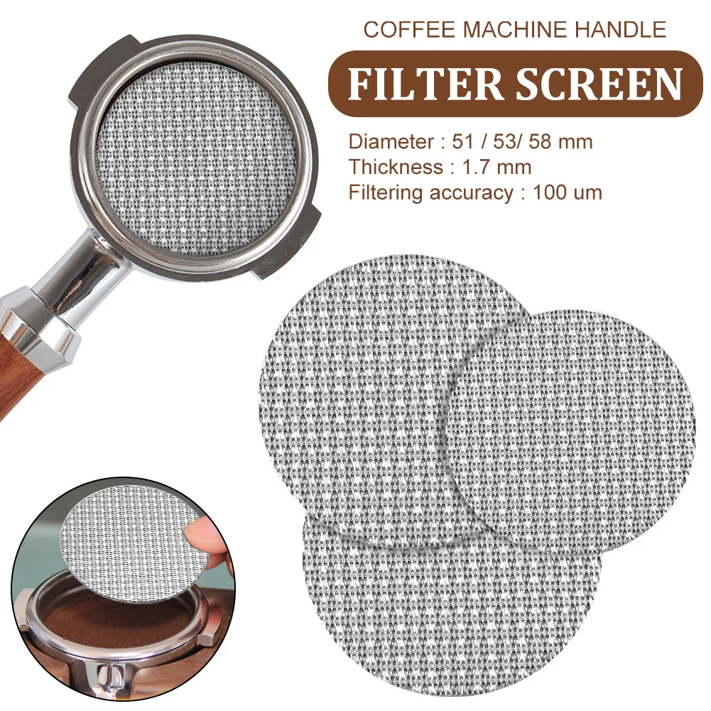 51/53.5/58.5mm Coffee Puck Screen Filter Mesh For Coffee Machine Expresso Portafilter Delonghi Gaggia Breville Universally Used
51/53.5/58.5mm Coffee Puck Screen Filter Mesh For Coffee Machine Expresso Portafilter Delonghi Gaggia Breville Universally Used