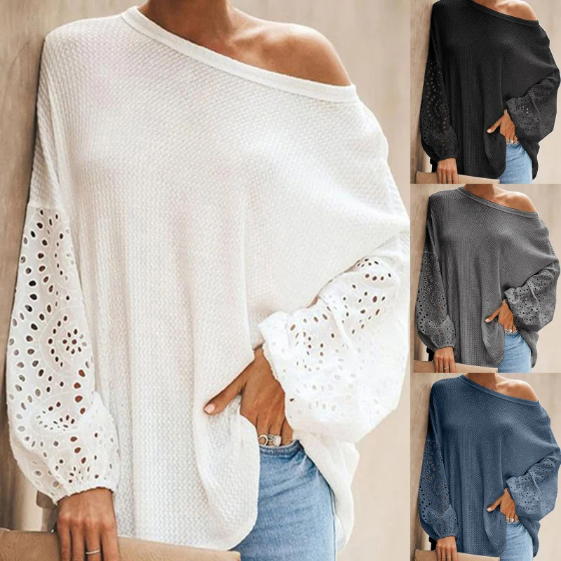 2022 Top Women's Fashion Solid Loose Slant Collar Hollow Out Long Sleeve Off Shoulder Tshirt
2022 Top Women's Fashion Solid Loose Slant Collar Hollow Out Long Sleeve Off Shoulder Tshirt
