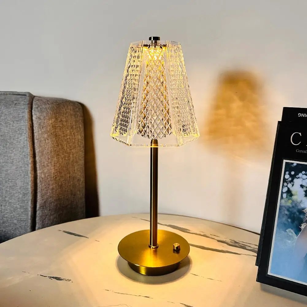 

Хрустальная настольная лампа, беспроводной светодиодный светильник с Usb-зарядкой для защиты глаз, украшение для спальни, отеля, бара, рестор...