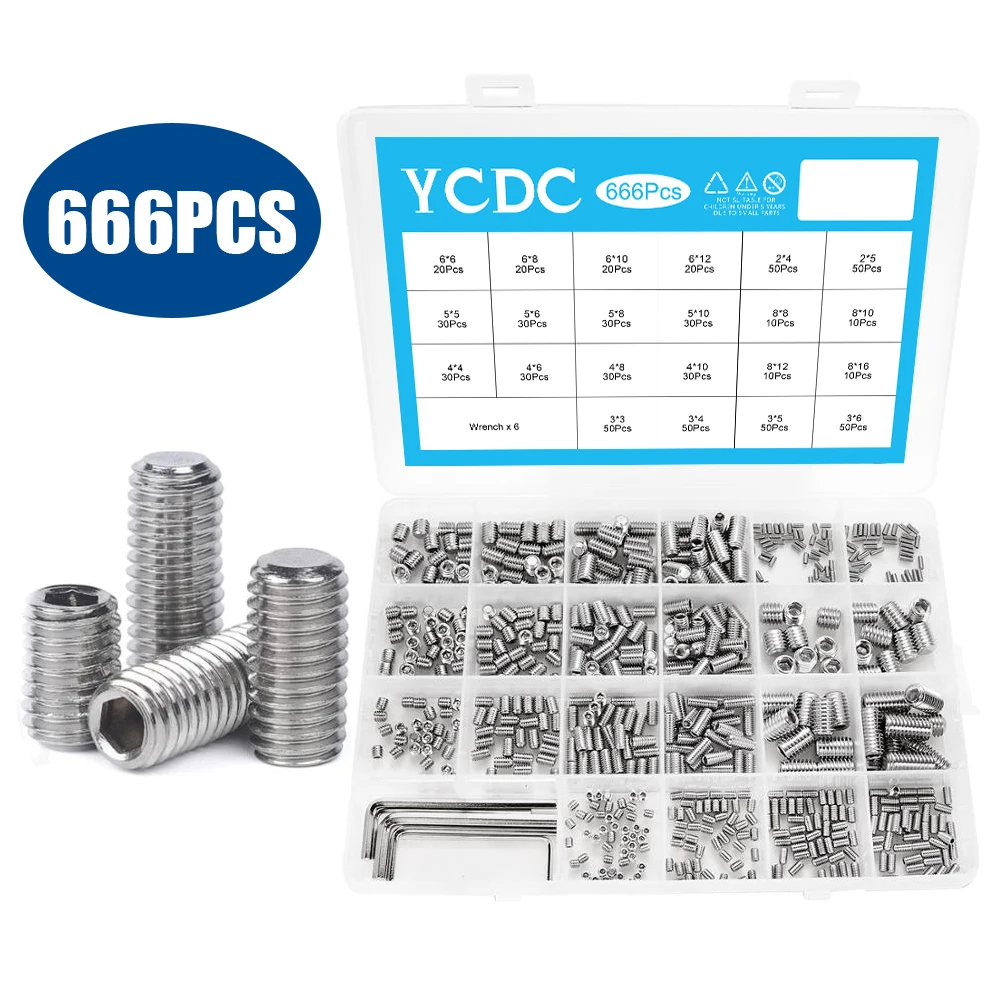 Alloy 666Pcs M2 M3 M4 M5 M6 M8 Hex Grub Screw Set Allen Head Socket Screw Assortment Auto Parts Screw Nut set of bolts and nuts
Alloy 666Pcs M2 M3 M4 M5 M6 M8 Hex Grub Screw Set Allen Head Socket Screw Assortment Auto Parts Screw Nut set of bolts and nuts