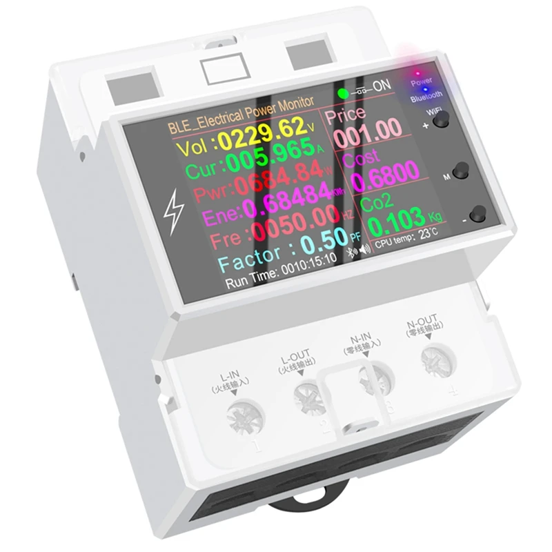AT4PB Din Rail AC Monitor 110V 220V 100A Voltage Current Power Factor KWH Electric Energy Frequency Meter Bluetooth
AT4PB Din Rail AC Monitor 110V 220V 100A Voltage Current Power Factor KWH Electric Energy Frequency Meter Bluetooth