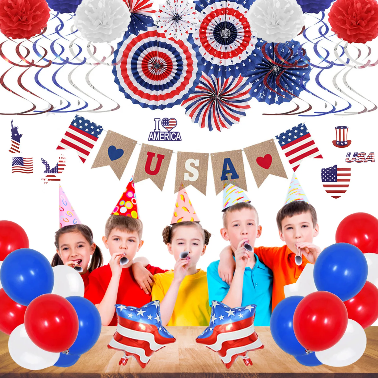 4th Of July Party Decorations 4th Of July Spiral Hanging Ornament Foil Balloons Paper Fan Red White Blue American Theme
4th Of July Party Decorations 4th Of July Spiral Hanging Ornament Foil Balloons Paper Fan Red White Blue American Theme