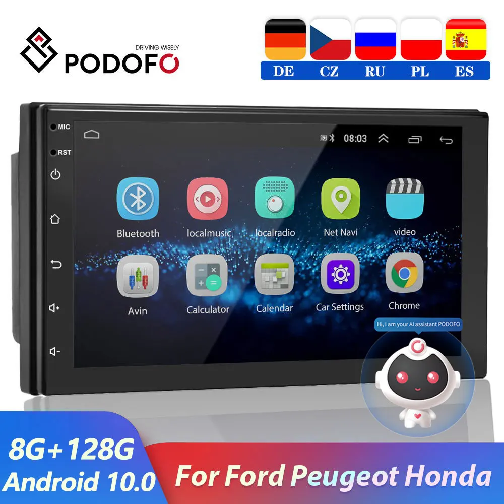 

Podofo AI 2 Din Android Car Multimedia Video Player 2din 7" Radio GPS Stereo For Volkswagen Ford Nissan Hyundai Kia Toyota Opel