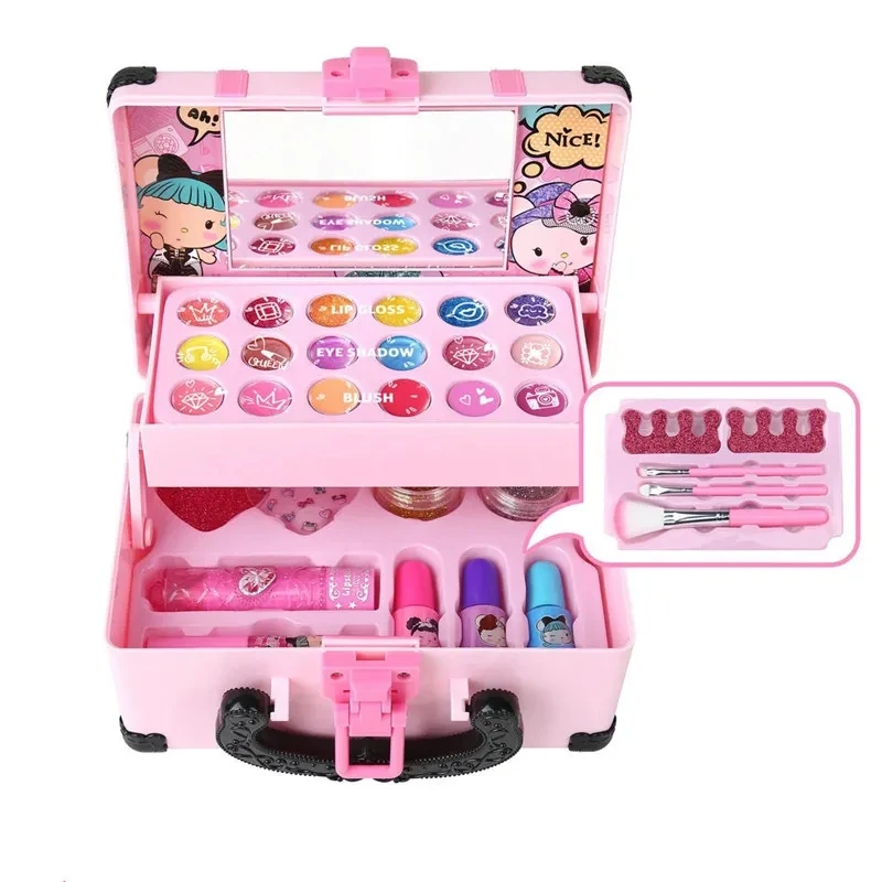 

Girls Makeup Toys Cosmetics Playing Box Princess Makeup Girl Toy Play Set Lipstick Eye Shadow Safety Nontoxic Toys Kit for Kids