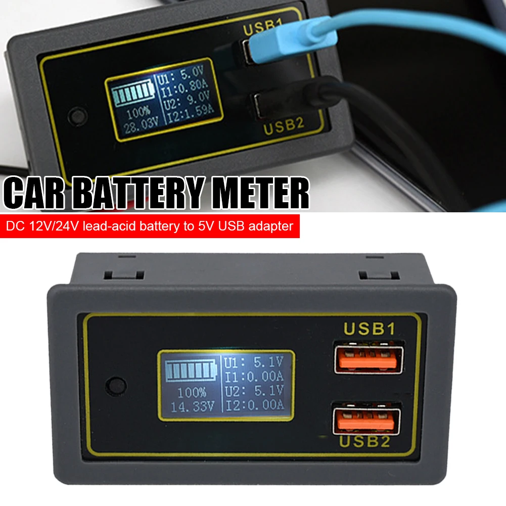 Car Battery Monitor DC6-30V Lead Acid Battery Capacity Volt Amp Meter with Dual USB Output Fast Charging Backlit LCD Display
Car Battery Monitor DC6-30V Lead Acid Battery Capacity Volt Amp Meter with Dual USB Output Fast Charging Backlit LCD Display