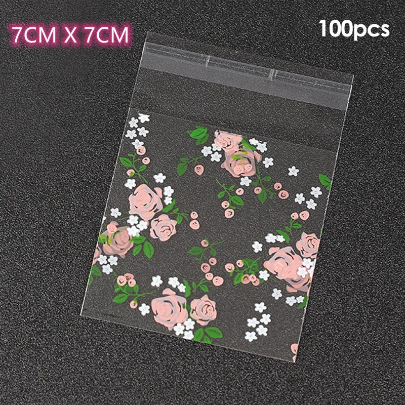 

100pcs Plastic Transparent Cellophane Bags Polka Dot Candy Cookie Gift Bag with DIY Self Adhesive Pouch Celofan Bags for Party