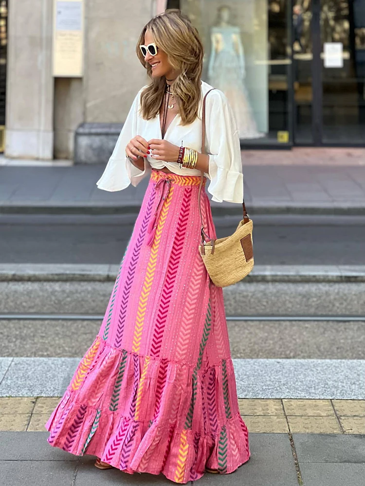 Jastie 2023 Summer Casual Loose Vacation Big Swing Skirts Boho Beach Printed Skirts For Women Fashion Stitching Ruffles Skirt
Jastie 2023 Summer Casual Loose Vacation Big Swing Skirts Boho Beach Printed Skirts For Women Fashion Stitching Ruffles Skirt