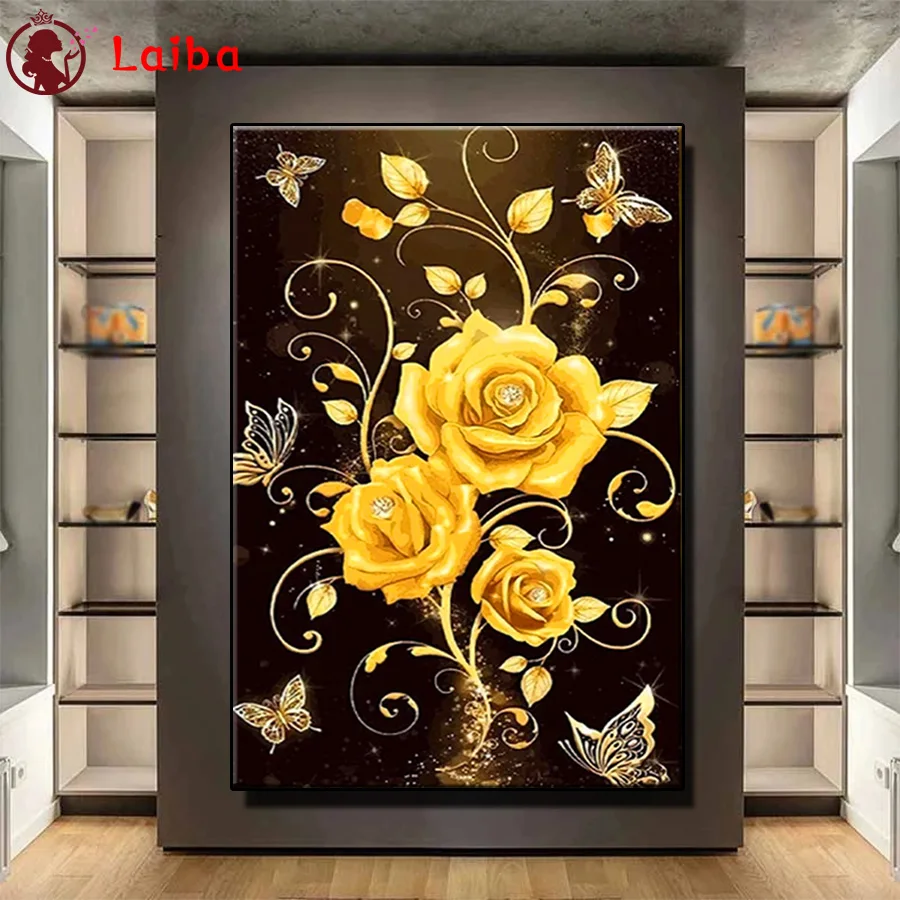 Diamond Mosaic round drill Modern Art Golden Butterfly Flower Cross Stitch Diamond Embroidery Art Painting Full Square Decor
Diamond Mosaic round drill Modern Art Golden Butterfly Flower Cross Stitch Diamond Embroidery Art Painting Full Square Decor