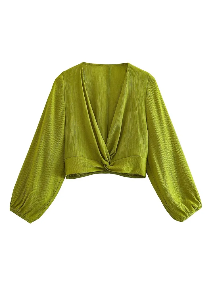 MESTTRAF Women Fashion Y2K With Knot Cropped Blouses Vintage V Neck Long Sleeve Female Shirts Blusas Chic Tops
MESTTRAF Women Fashion Y2K With Knot Cropped Blouses Vintage V Neck Long Sleeve Female Shirts Blusas Chic Tops