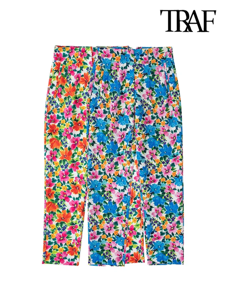 TRAF Women Fashion With Darts Side Pockets Floral Print Skinny Pants Vintage High Waist Zipper Fly Female Ankle Trousers Mujer
TRAF Women Fashion With Darts Side Pockets Floral Print Skinny Pants Vintage High Waist Zipper Fly Female Ankle Trousers Mujer