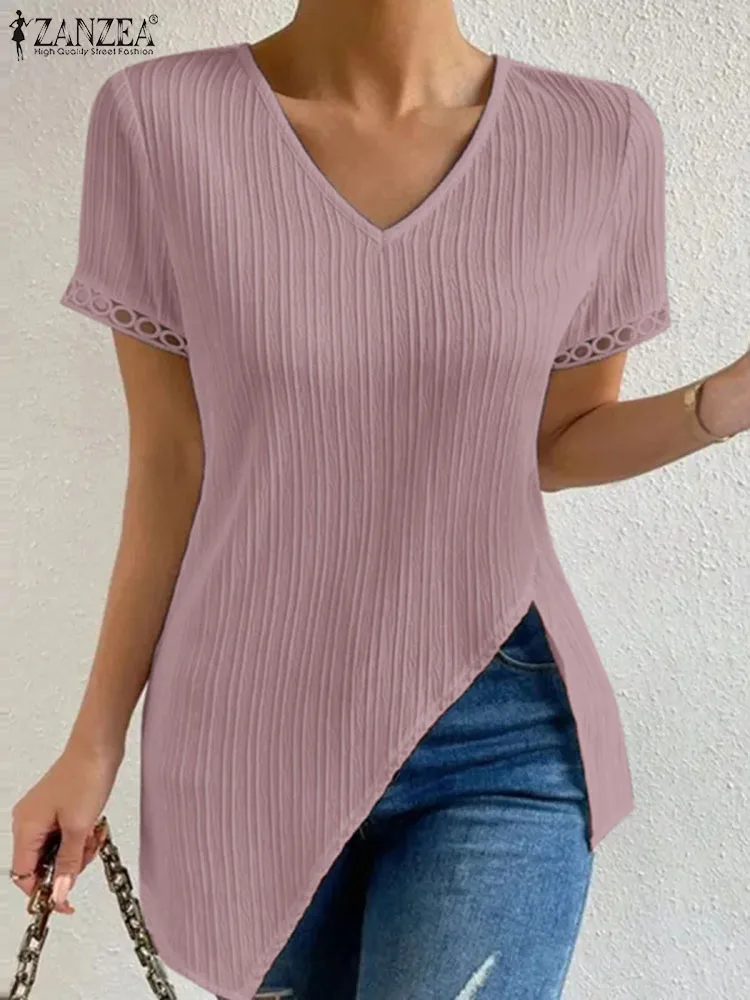 ZANZEA Ladies Chic Tunics Summer 2023 Women T-shirts Casual Short Sleeve V-neck Lace Trim Tees Fashion Irregular Hem Long Tops
ZANZEA Ladies Chic Tunics Summer 2023 Women T-shirts Casual Short Sleeve V-neck Lace Trim Tees Fashion Irregular Hem Long Tops