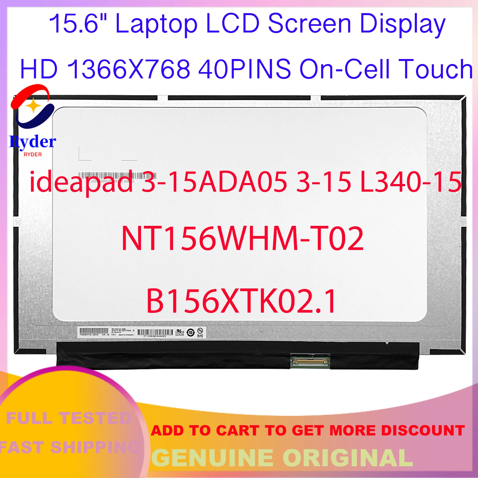 Для Lenovo ideapad 3-15ADA05 3-15 L340-15 Touch Версия 15,6 "1366x768 40 контактов ноутбук с сенсорным ЖК-экраном NT156WHM-T02 B156XTK02.1
Для Lenovo ideapad 3-15ADA05 3-15 L340-15 Touch Версия 15,6 "1366x768 40 контактов ноутбук с сенсорным ЖК-экраном NT156WHM-T02 B156XTK02.1