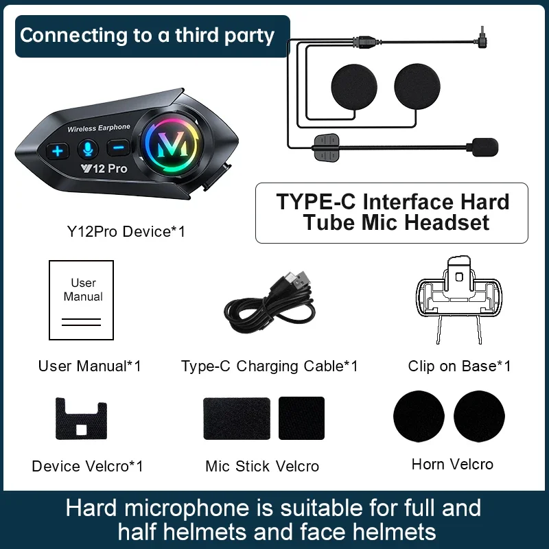 Y12 Pro Moto Intercomunicador 1/2x Bluetooth-гарнитура Для Шлема V5.4, Интерком С Радиусом Действия 500 М
Y12 Pro Moto Intercomunicador 1/2x Bluetooth-гарнитура Для Шлема V5.4, Интерком С Радиусом Действия 500 М