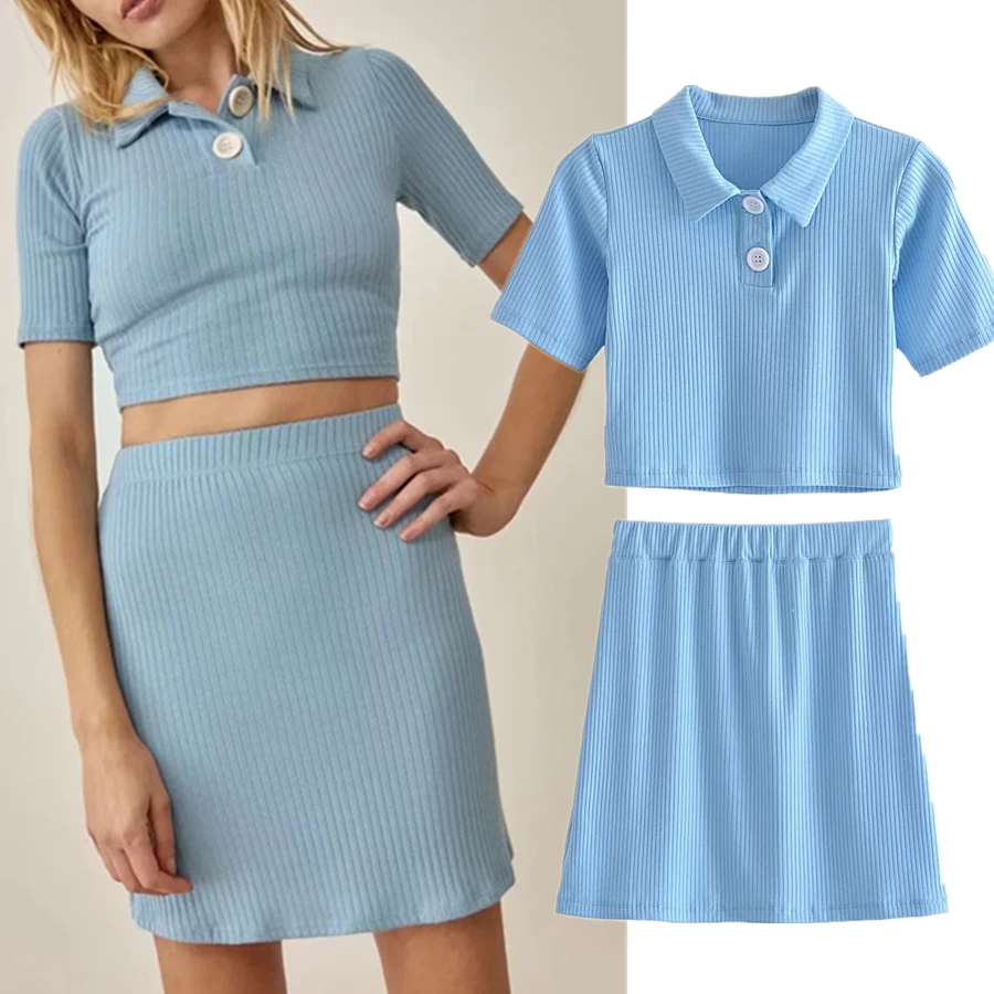 Withered England Style High Street Retro Polo Collar Rib Knitted Short T shirt Tops High Waist A-line Sexy Skirts Sets Women
Withered England Style High Street Retro Polo Collar Rib Knitted Short T shirt Tops High Waist A-line Sexy Skirts Sets Women