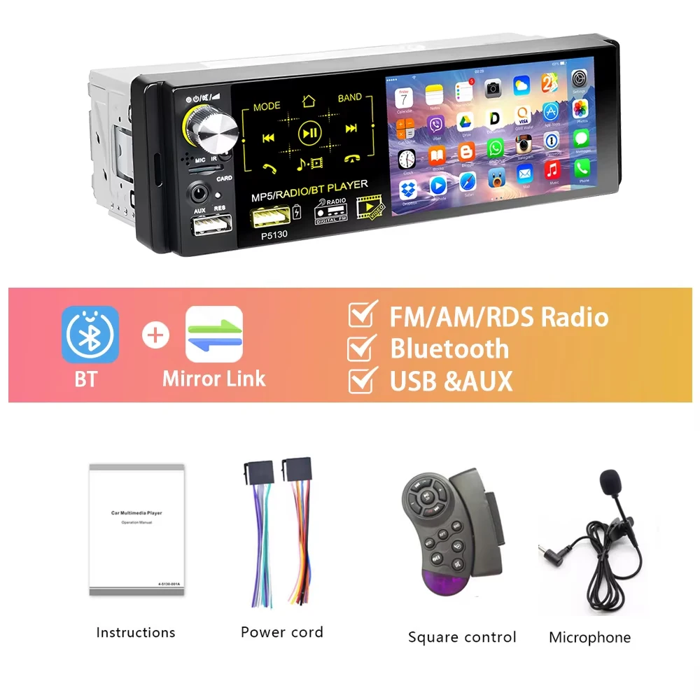 Автомобильный мультимедийный MP5-плеер Podofo, стерео-система с поддержкой Bluetooth, с 4 "сенсорным HD экраном, FM-приемником и внешним микрофоном, Типоразмер 1DIN
Автомобильный мультимедийный MP5-плеер Podofo, стерео-система с поддержкой Bluetooth, с 4 "сенсорным HD экраном, FM-приемником и внешним микрофоном, Типоразмер 1DIN