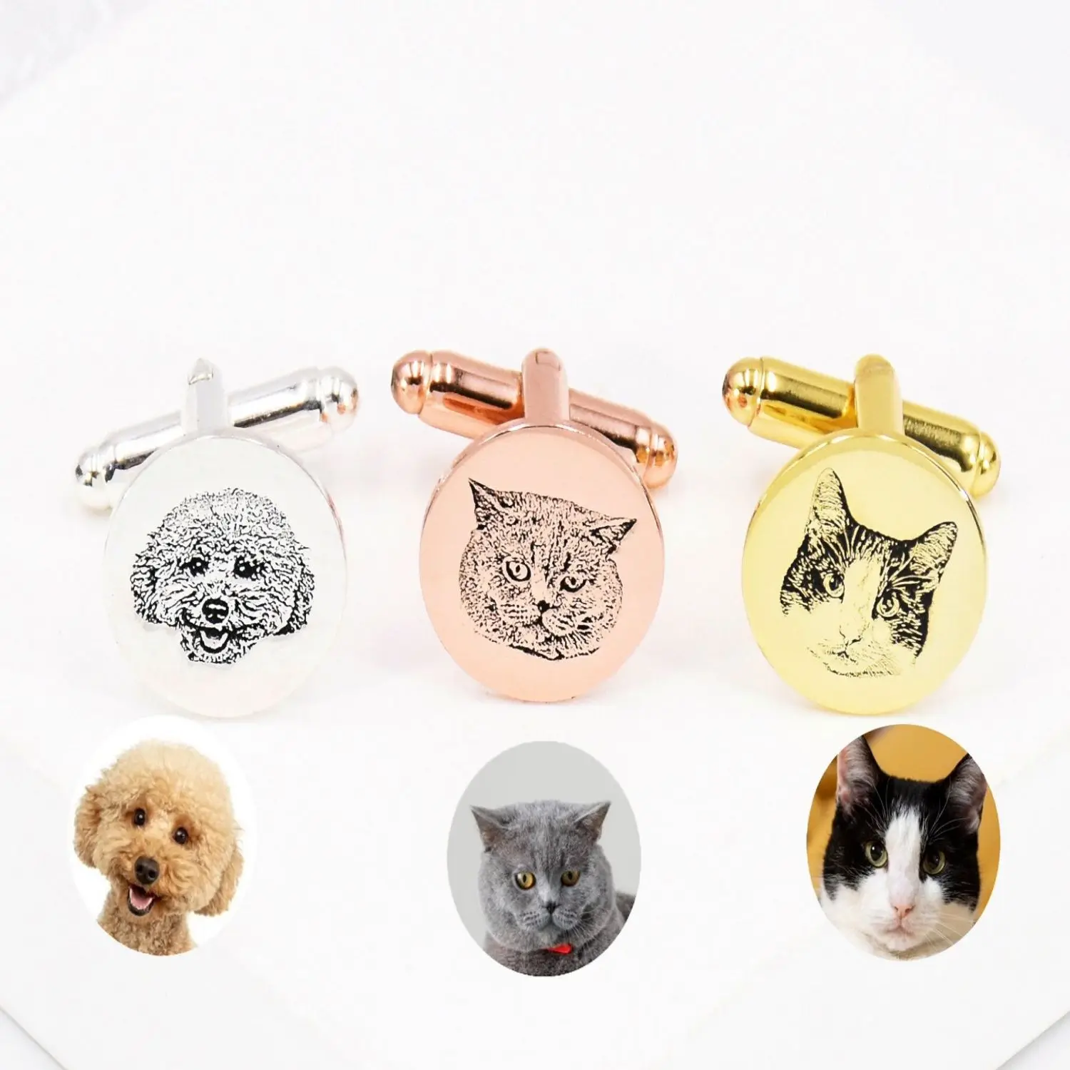 

Custom Cuff Links Personalized Pet Memorial Cufflinks Pet Portrait Cufflinks Engraved Pet Cufflinks Photo Cuff Father's Day Gift