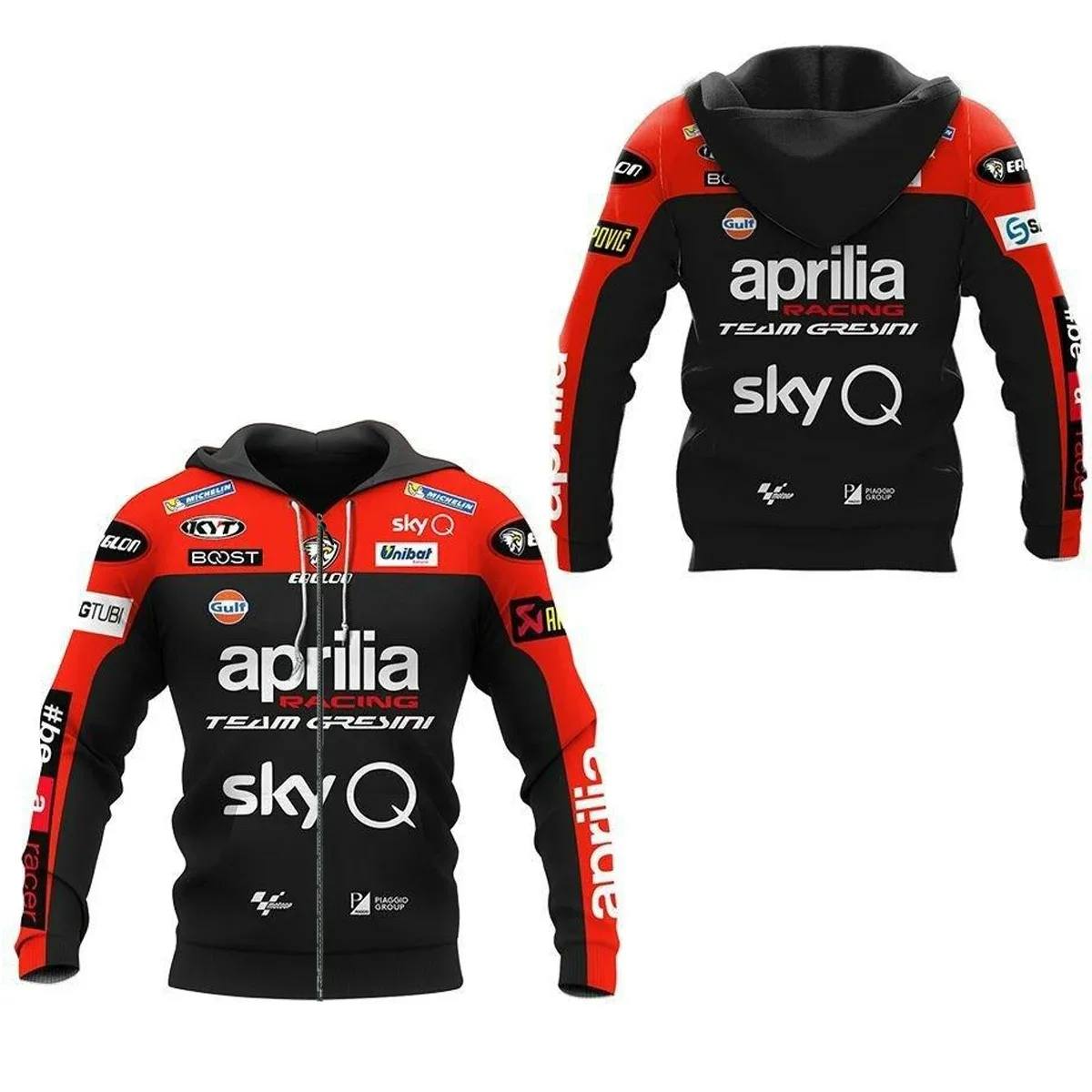 

Aprilia Men's 3D Print Motorcycle Racing Fleece Pullover Man MOTO GP Zipper Hoodie Tracksuit Stand-up Neck Coat Male Casual Top