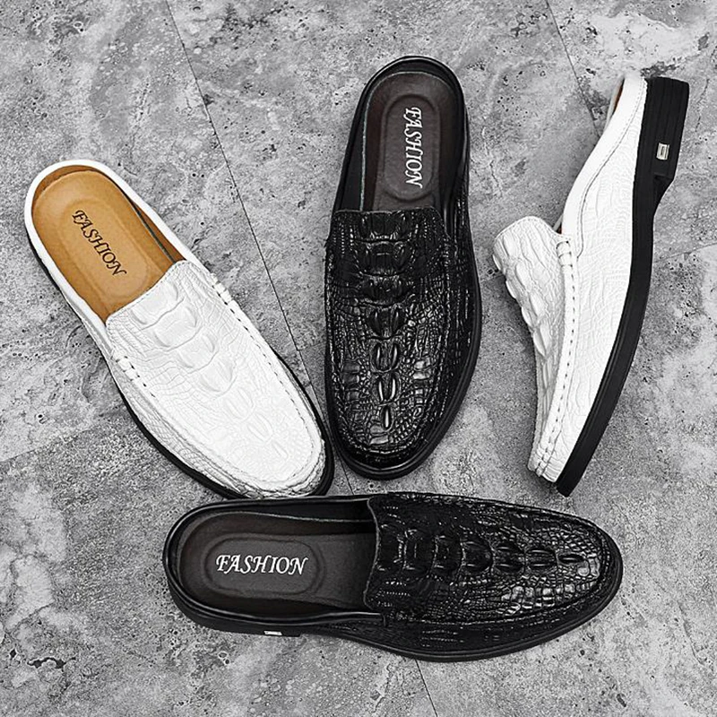 Summer Classic Half Shoes New Men Genuine Leather Crocodile Pattern Man Half Slippers Casual Outdoor Non-slip Moccasins Hombre
Summer Classic Half Shoes New Men Genuine Leather Crocodile Pattern Man Half Slippers Casual Outdoor Non-slip Moccasins Hombre
