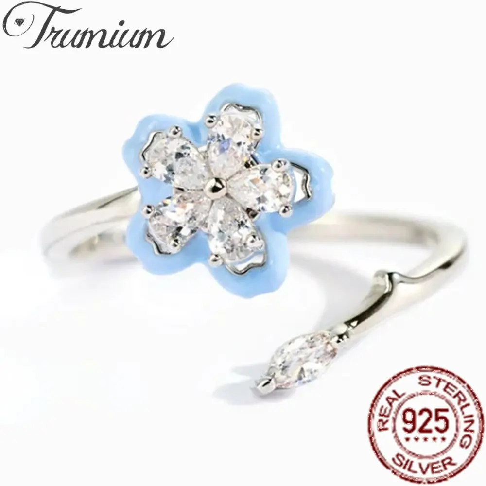 Trumium s925 Sterling Silver Blue Enamel Flower Rotating Zircon Rings for Women Simple Fashion Jewelry Ring AntiAnxiety Gifts
Trumium s925 Sterling Silver Blue Enamel Flower Rotating Zircon Rings for Women Simple Fashion Jewelry Ring AntiAnxiety Gifts