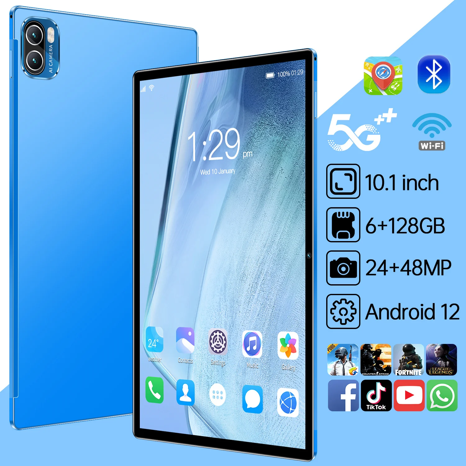 

Планшет Classic Pro на Android 12, восемь ядер, экран 10,1 дюйма, 6 ГБ + 128 ГБ
