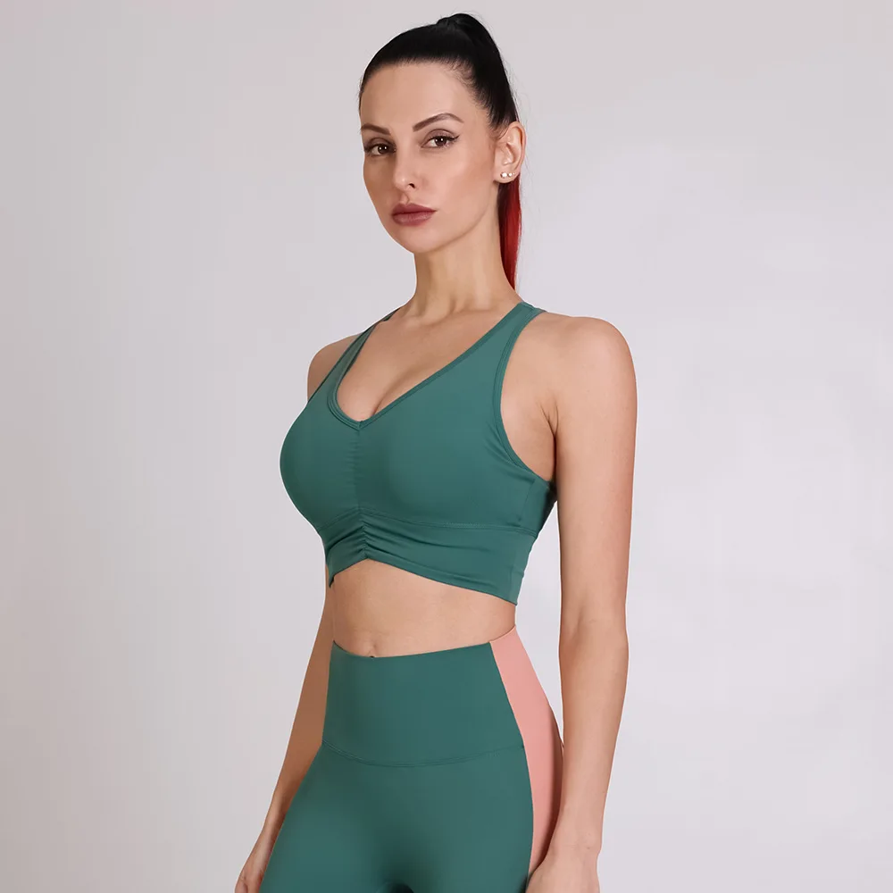 2022 fashion new wrinkle gathering sports bra women's Brocade double-sided nude yoga underwear womens clothes dance costume
2022 fashion new wrinkle gathering sports bra women's Brocade double-sided nude yoga underwear womens clothes dance costume