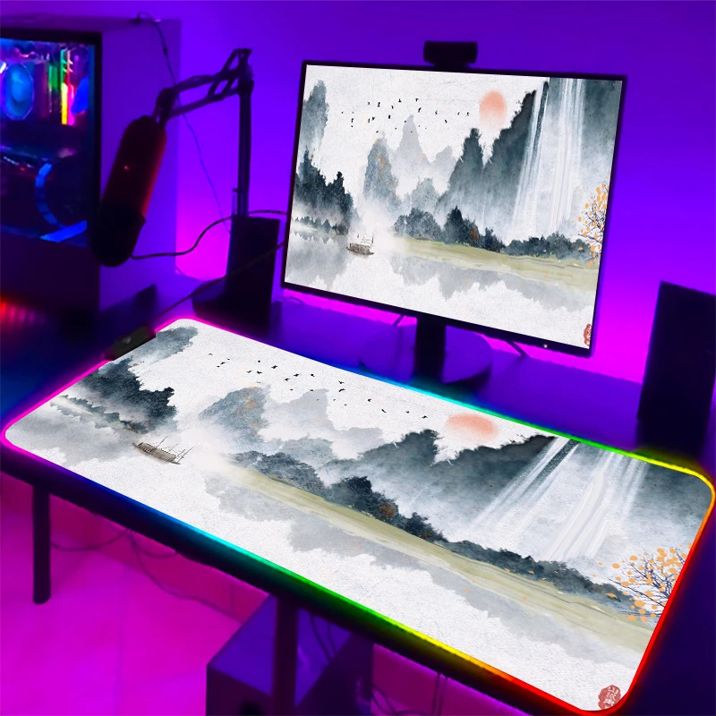 Traditional Ink Painting RGB Gaming Mouse Pad XXL Mousepad for Computer Keyboard, Anime LED Deskpad 90x40 Larg Mous Desk Mat
Traditional Ink Painting RGB Gaming Mouse Pad XXL Mousepad for Computer Keyboard, Anime LED Deskpad 90x40 Larg Mous Desk Mat