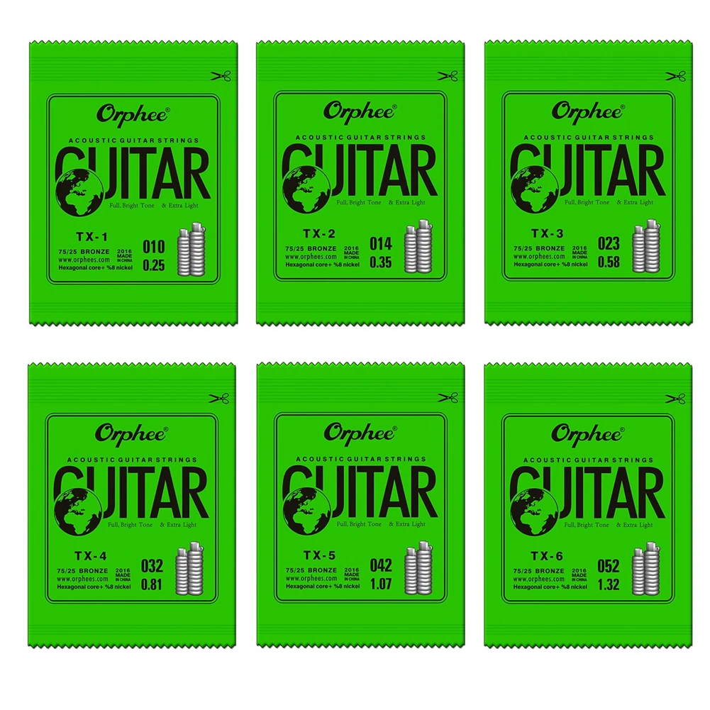 Orphee Acoustic Guitar Strings Single String EBGDA Gauge 010 014 023 030 039 047 TX Series Green Phosphor Folk Hexagonal Carbon
Orphee Acoustic Guitar Strings Single String EBGDA Gauge 010 014 023 030 039 047 TX Series Green Phosphor Folk Hexagonal Carbon