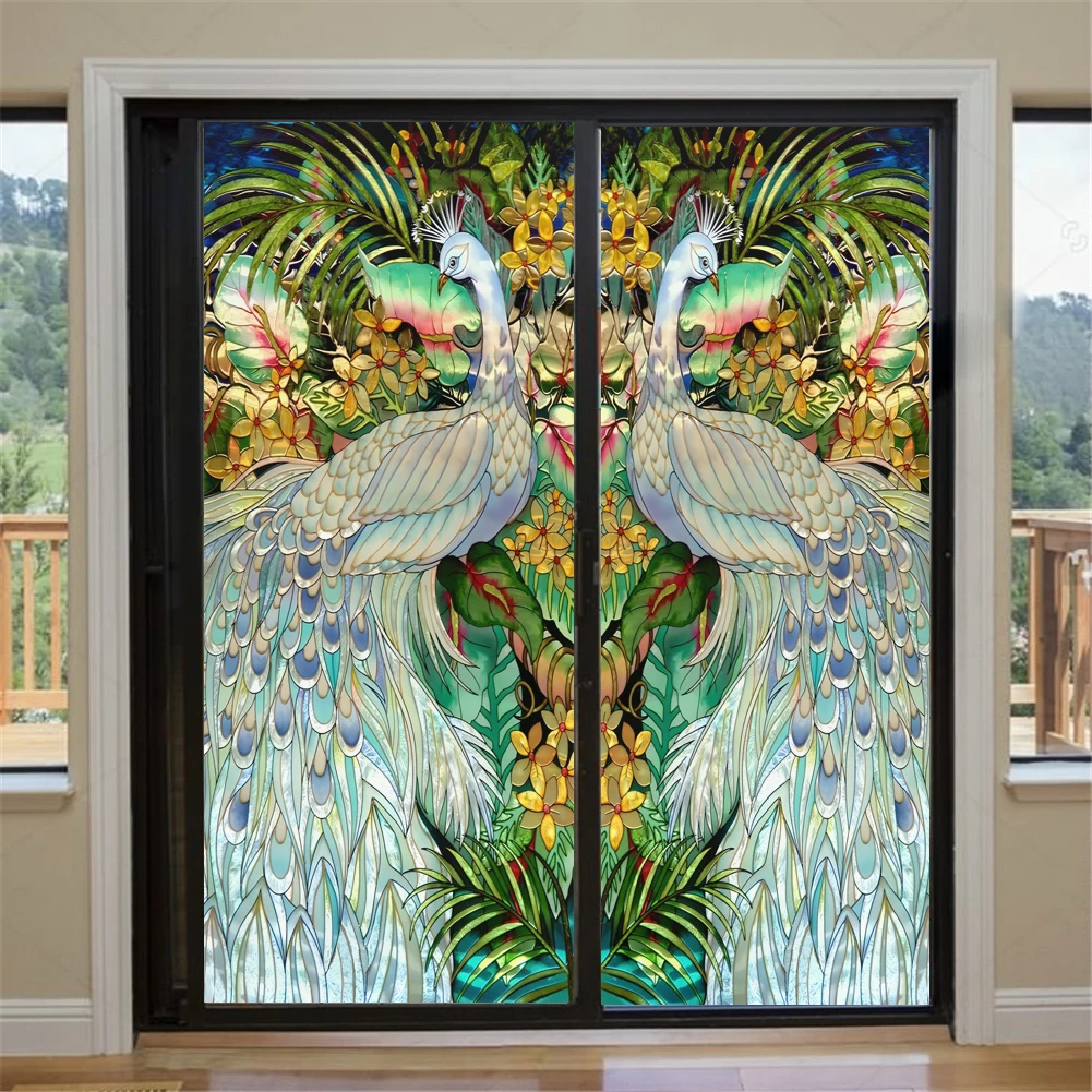 Privacy Windows Film Decorative Peacock Stained Glass Window Stickers No Glue Static Cling Frosted Window Film
Privacy Windows Film Decorative Peacock Stained Glass Window Stickers No Glue Static Cling Frosted Window Film