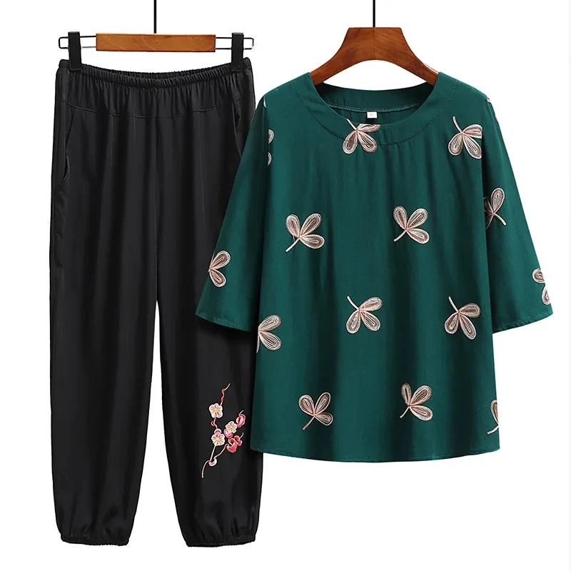 6XL Middle-Aged Elderly Women's Suits Summer Short-Sleeved Embroidered T-Shirt Top+Pants Two Pieces Sets Grandma Clothes Outfit
6XL Middle-Aged Elderly Women's Suits Summer Short-Sleeved Embroidered T-Shirt Top+Pants Two Pieces Sets Grandma Clothes Outfit