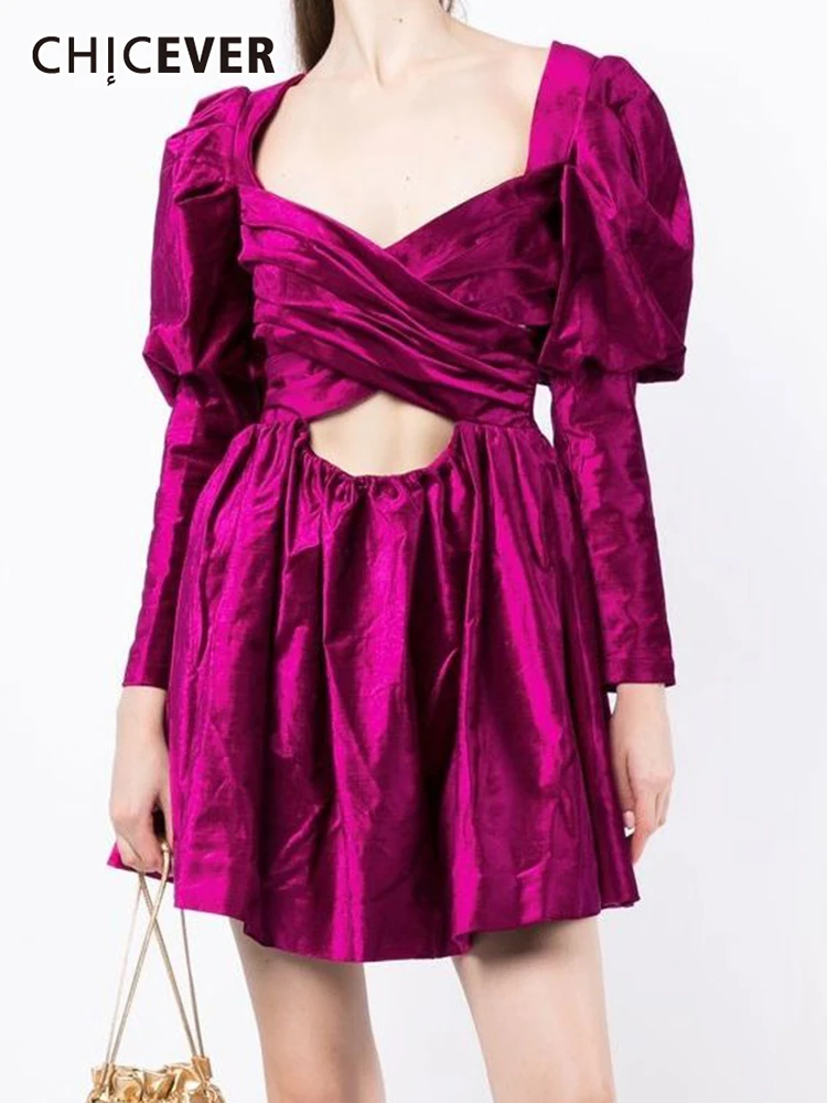 CHICEVER Solid Dresses For Women Square Collar Puff Sleeve High Waist Folds Hollow Out Slim Dress Female Summer Fashion Style
CHICEVER Solid Dresses For Women Square Collar Puff Sleeve High Waist Folds Hollow Out Slim Dress Female Summer Fashion Style