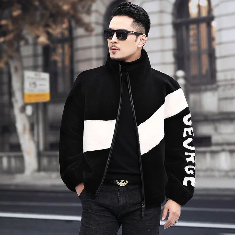 Winter Men's Shearling Slim Fit Wool Leather Autumn Winter Short Jacket Black White Mixed Color
Winter Men's Shearling Slim Fit Wool Leather Autumn Winter Short Jacket Black White Mixed Color