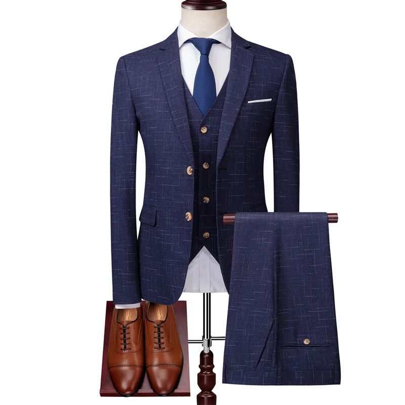 Boutique Fabrics (Blazer Vest Pants) Boutique Dark Plaid Casual Business Mens Suit 3pce Set Black Blue Gray Groom Wedding Dress
Boutique Fabrics (Blazer Vest Pants) Boutique Dark Plaid Casual Business Mens Suit 3pce Set Black Blue Gray Groom Wedding Dress