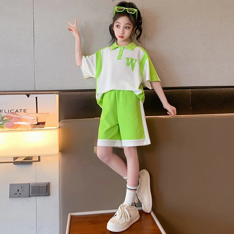 Junior Girls' Summer Short Suit Clothes KId's Fashion Splicing Sports T-shirt Shorts 2 Piece Set 3-12Y 
Junior Girls' Summer Short Suit Clothes KId's Fashion Splicing Sports T-shirt Shorts 2 Piece Set 3-12Y