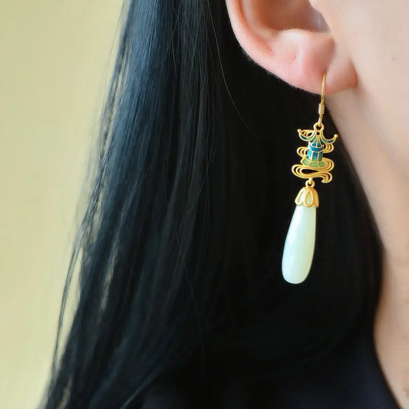 High Quality S925 Silver Gold Plated Jade Earrings For Women Designer Luxury Aesthetic Vintage Ear Studs Crystal Korean Style
High Quality S925 Silver Gold Plated Jade Earrings For Women Designer Luxury Aesthetic Vintage Ear Studs Crystal Korean Style