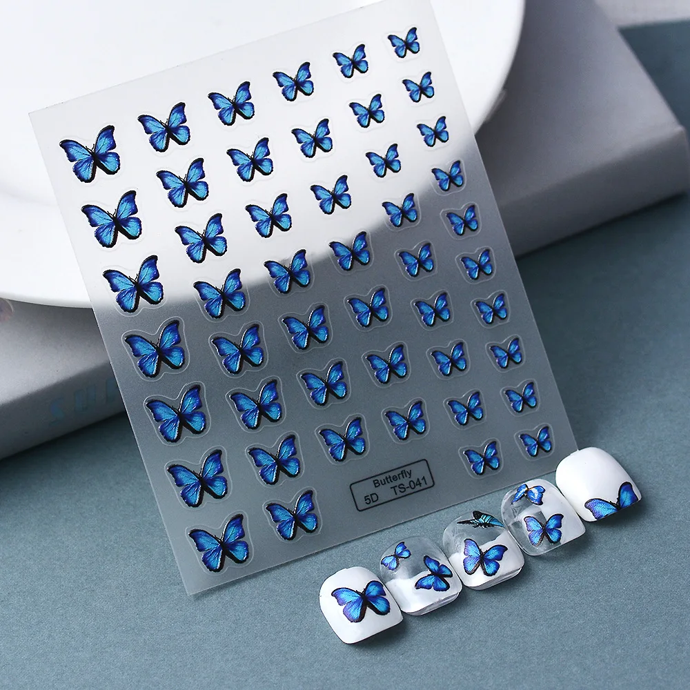 Openwork Collection Embossed Nail Art Stickers 5D Blue Butterfly Patterned Design Decorative Slider Manicure Stickers Nail Tips
Openwork Collection Embossed Nail Art Stickers 5D Blue Butterfly Patterned Design Decorative Slider Manicure Stickers Nail Tips