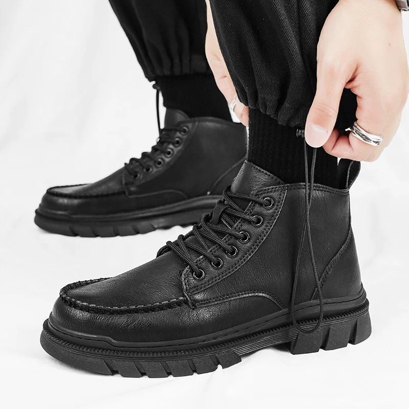 Мужские ботинки оксфорды на шнуровке, модная кожаная обувь, мотоциклетные ботильоны, военные ботинки с высоким берцем, мужская обувь