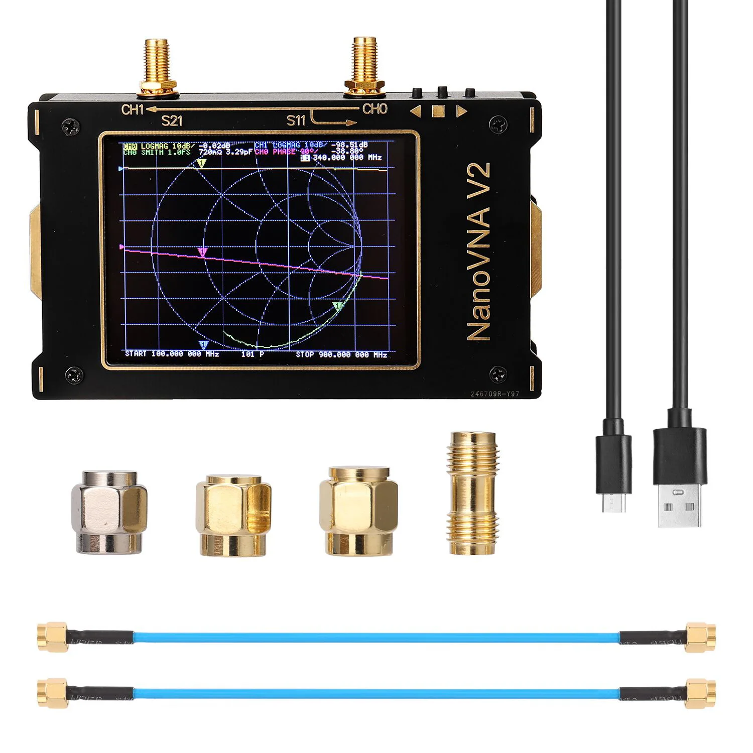 50kHz-3GHz 3.2 Vector Network Analyzer S-A-A-2 NanoVNA V2 Antenna Shortwave HF VHF UHF Vector Network Analyzer USB Cable Analyze
50kHz-3GHz 3.2 Vector Network Analyzer S-A-A-2 NanoVNA V2 Antenna Shortwave HF VHF UHF Vector Network Analyzer USB Cable Analyze