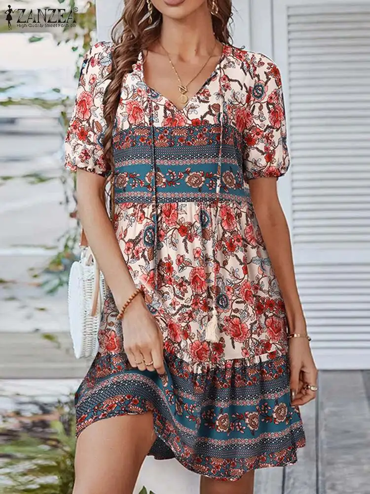 2023 ZANZEA Summer Women Bohemian Holiday Beach Sundress Casual V Neck Knee-length Vestido Floral Printed Short Sleeve Dress
2023 ZANZEA Summer Women Bohemian Holiday Beach Sundress Casual V Neck Knee-length Vestido Floral Printed Short Sleeve Dress