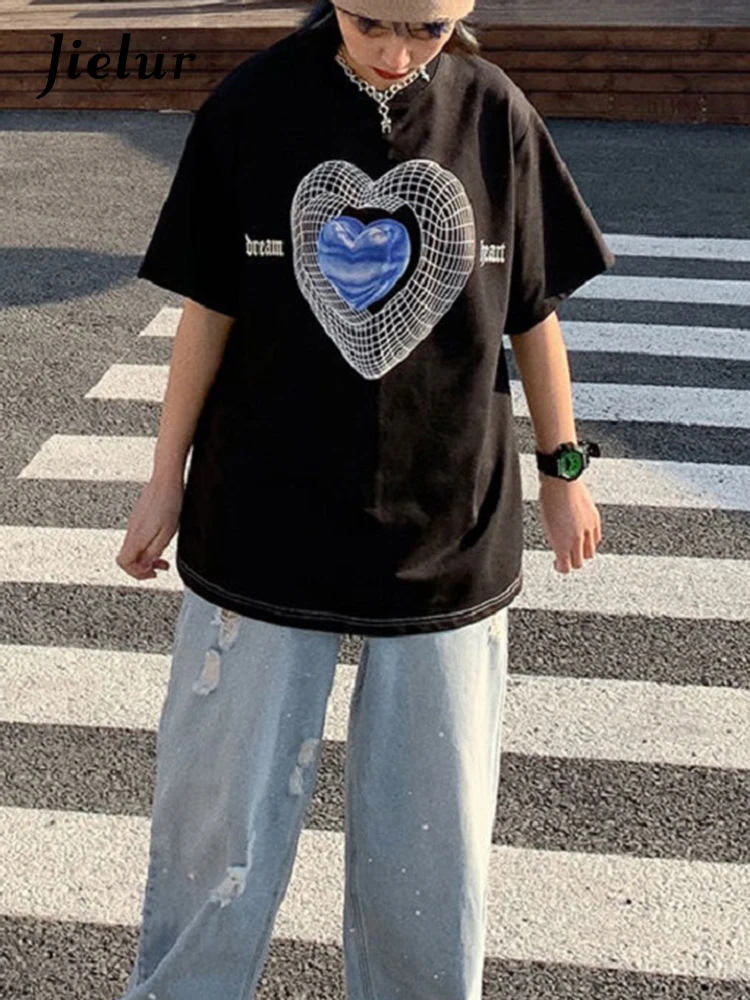 Jielur Y2K Street Style Hip Hop Women T Shirt M-XL Size Heart Print O Neck Short Sleeve Cotton T Shirt 2022 Summer Female Tops
Jielur Y2K Street Style Hip Hop Women T Shirt M-XL Size Heart Print O Neck Short Sleeve Cotton T Shirt 2022 Summer Female Tops