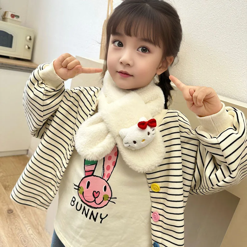 Детский шарф Hello Kitty Kawaii плюшевый Cinnamoroll Kuromi My Melody мягкий для девочек аниме