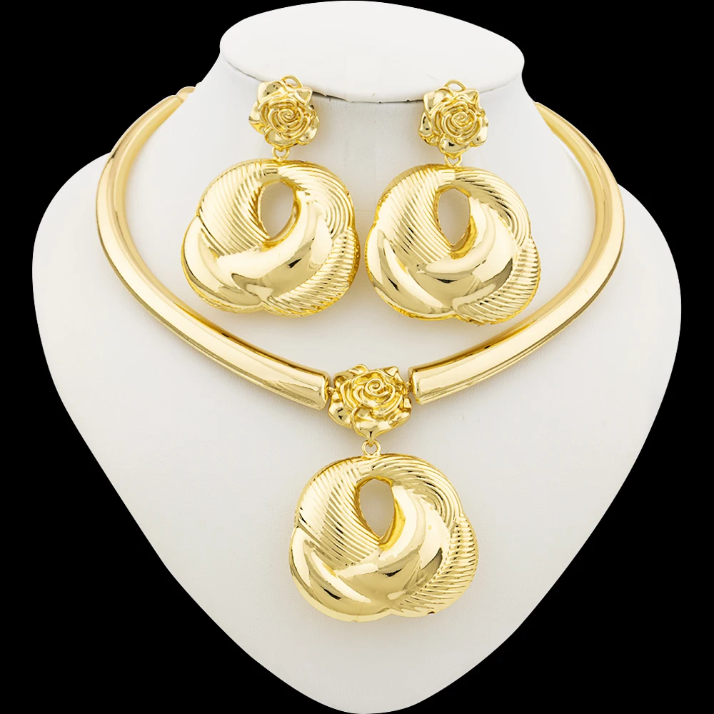 Round Pendant Necklace Jewelry Set Luxury Gold Plated Earrings and Choker 2Pcs Jewelry Set for African Dubai Daily Wear Gifts
Round Pendant Necklace Jewelry Set Luxury Gold Plated Earrings and Choker 2Pcs Jewelry Set for African Dubai Daily Wear Gifts