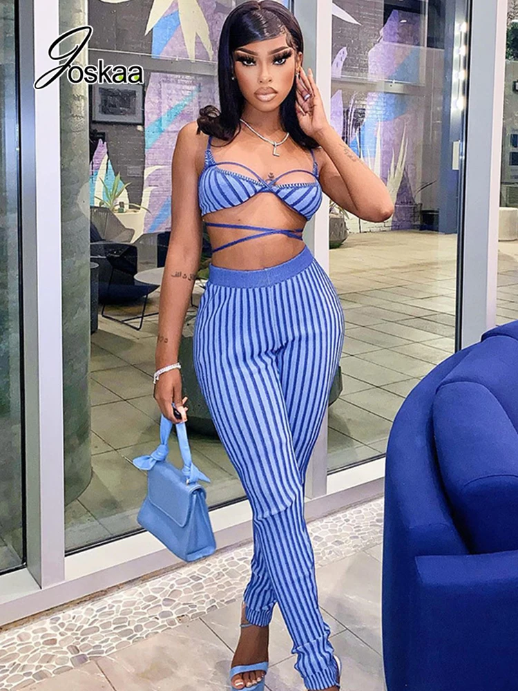 Joskaa Striped Printing Two Piece Set Women Sexy Chest Wrap Vest and High Waist Leggings Matching Autumn 2022 Casual Streetwear
Joskaa Striped Printing Two Piece Set Women Sexy Chest Wrap Vest and High Waist Leggings Matching Autumn 2022 Casual Streetwear